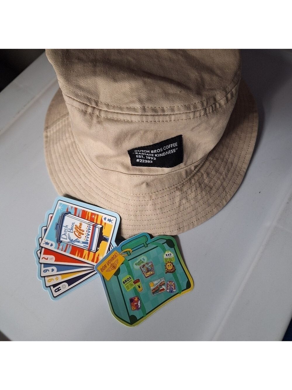 Dutch Bros Tan Bucket Hat with Side Pocket